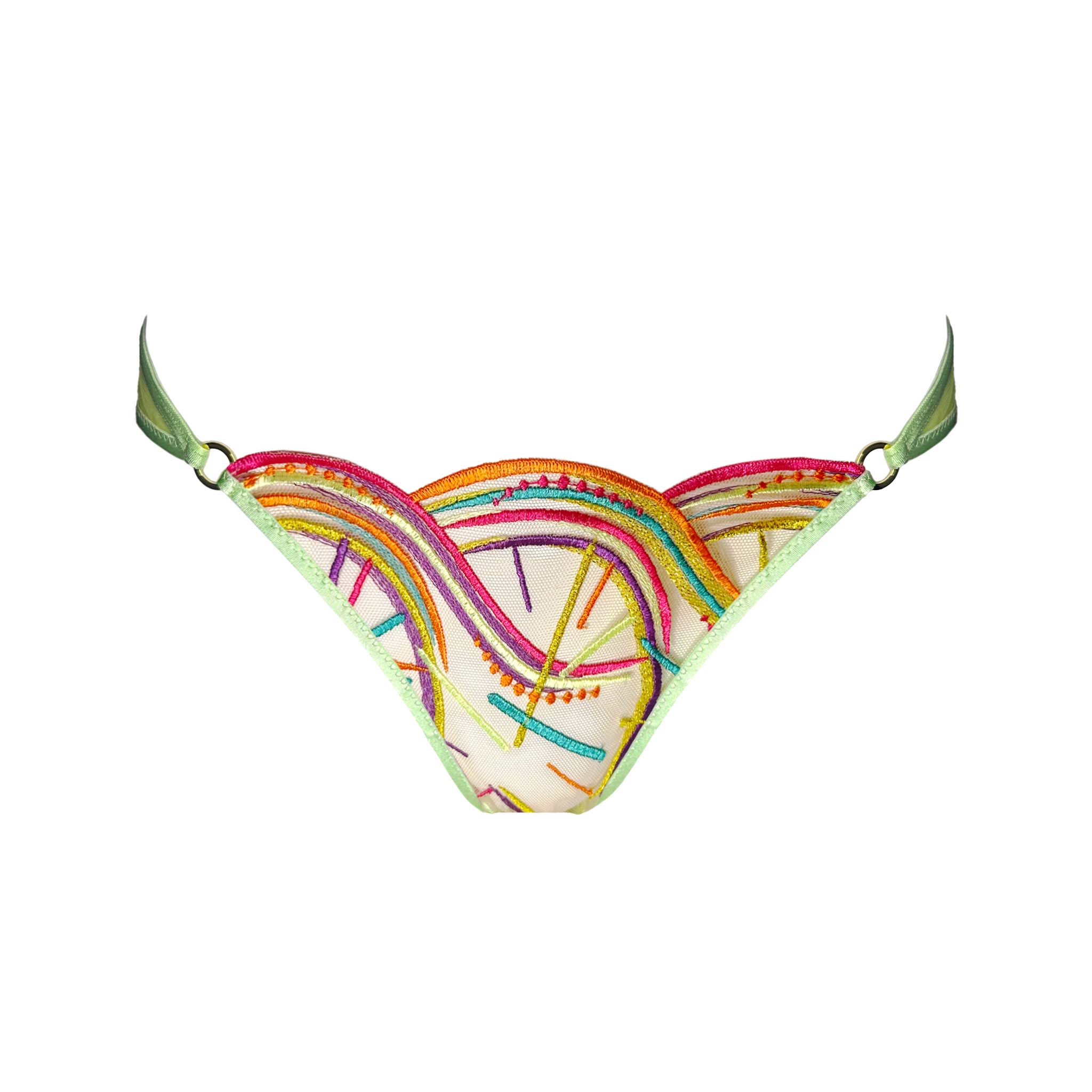 Embroidered Lime Green Panty | Disco Lime Green Panty |Somewhere Never