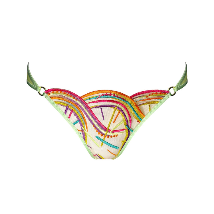 Embroidered Lime Green Panty | Disco Lime Green Panty |Somewhere Never