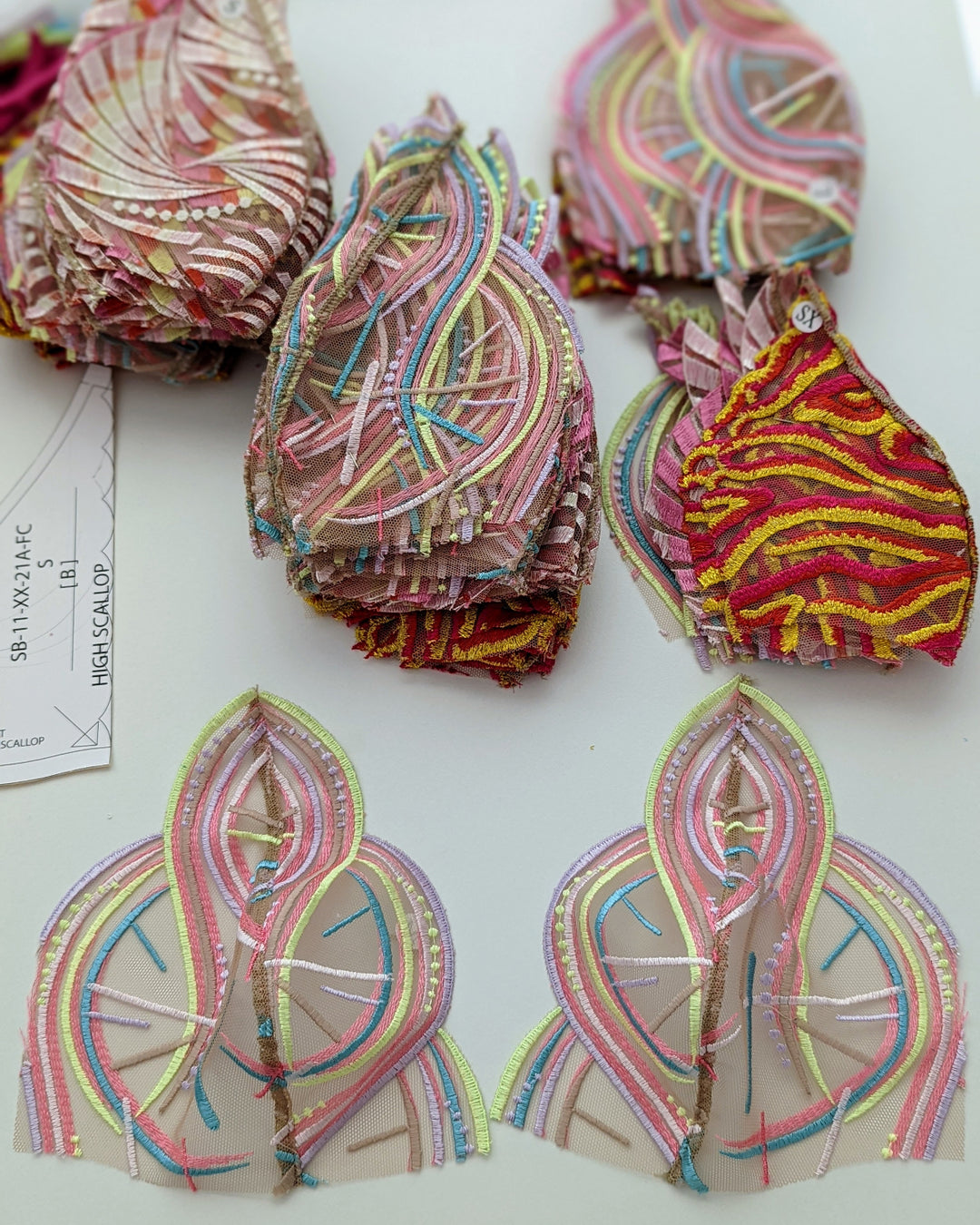 Bra cups cut out and ready to sew