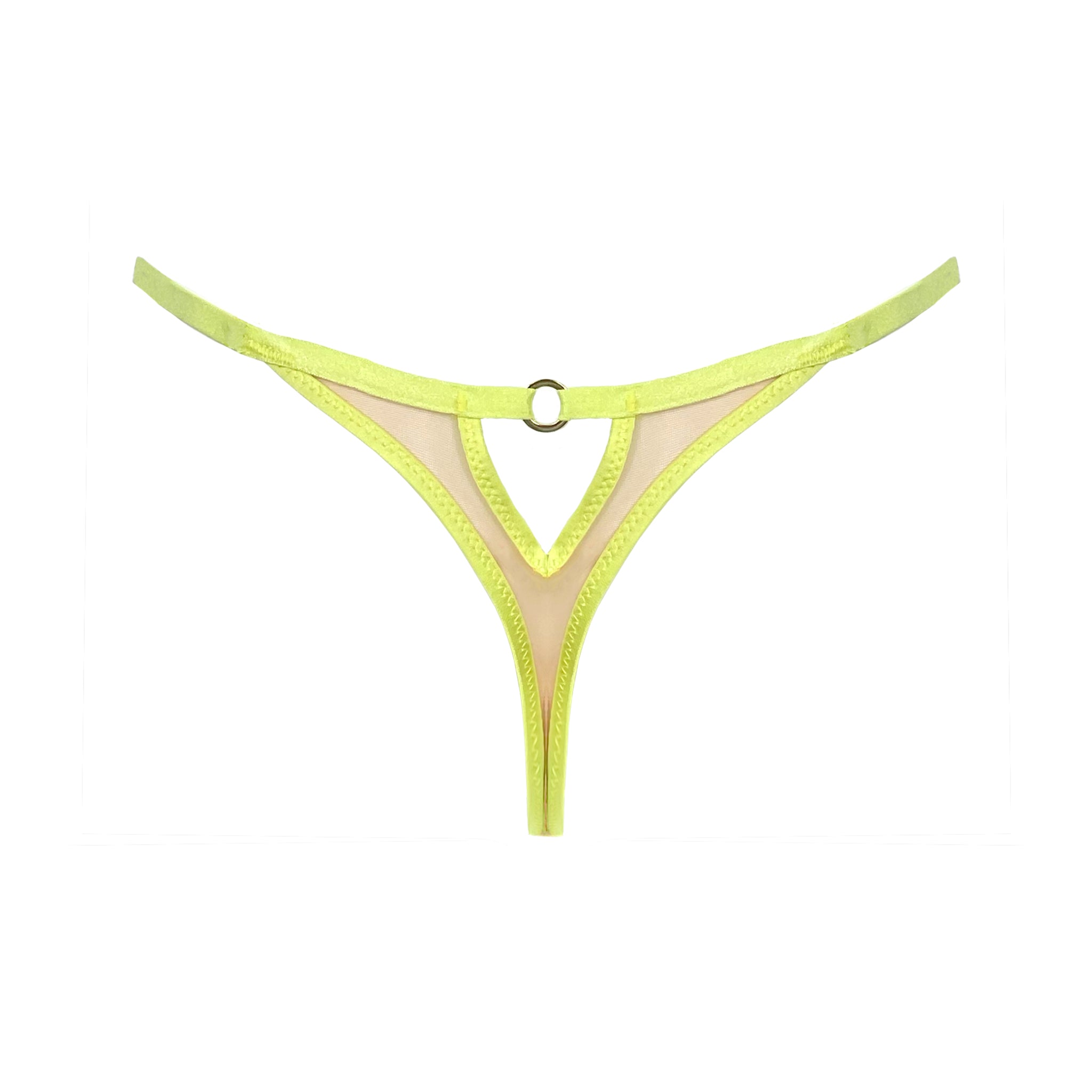 BACK VIEW OF YELLOW THONG WITH KEYHOLE